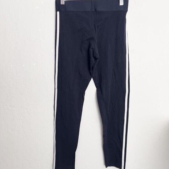 Adidas Leggings Three 3 Stripe Small Womens Navy Blue Cotton Spandex - Picture 5 of 8